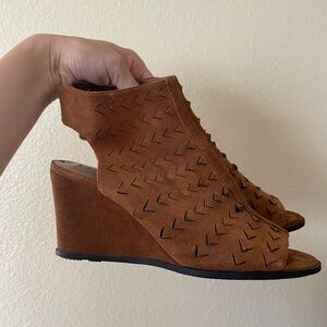 Via Spiga Brown Woven Wedge Sandals